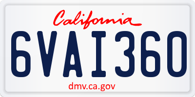 CA license plate 6VAI360
