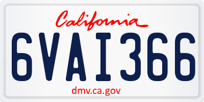 CA license plate 6VAI366