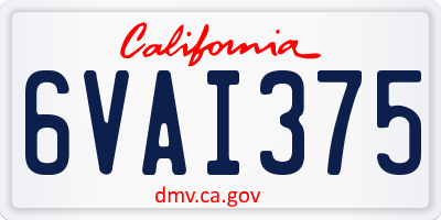 CA license plate 6VAI375