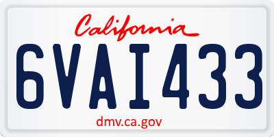 CA license plate 6VAI433