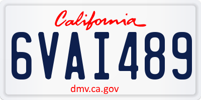 CA license plate 6VAI489