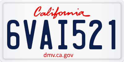 CA license plate 6VAI521