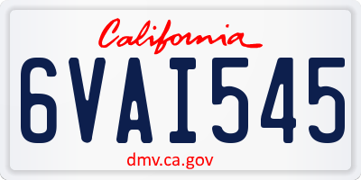 CA license plate 6VAI545