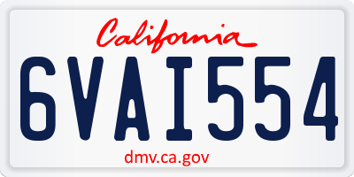 CA license plate 6VAI554
