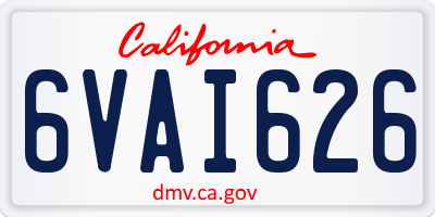 CA license plate 6VAI626