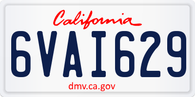 CA license plate 6VAI629