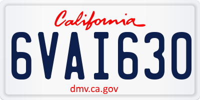 CA license plate 6VAI630