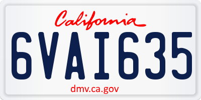 CA license plate 6VAI635