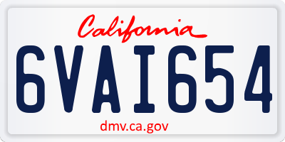 CA license plate 6VAI654