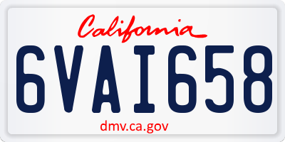 CA license plate 6VAI658