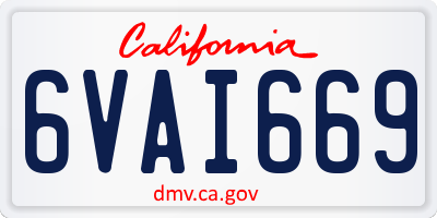 CA license plate 6VAI669