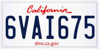 CA license plate 6VAI675