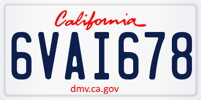 CA license plate 6VAI678