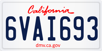 CA license plate 6VAI693