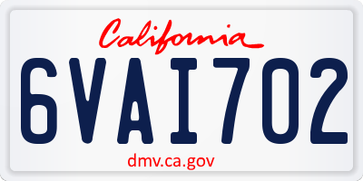 CA license plate 6VAI702