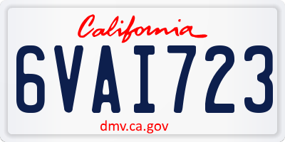 CA license plate 6VAI723