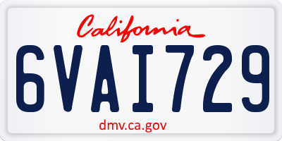 CA license plate 6VAI729