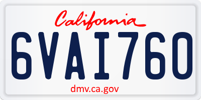 CA license plate 6VAI760