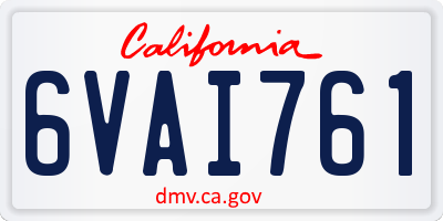 CA license plate 6VAI761