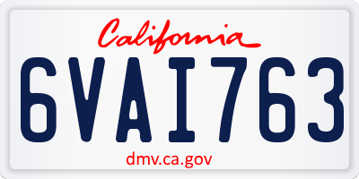 CA license plate 6VAI763