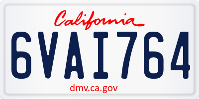 CA license plate 6VAI764