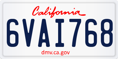 CA license plate 6VAI768
