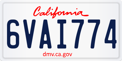 CA license plate 6VAI774