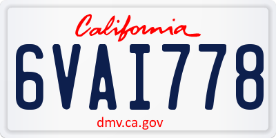 CA license plate 6VAI778