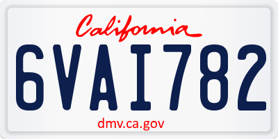 CA license plate 6VAI782