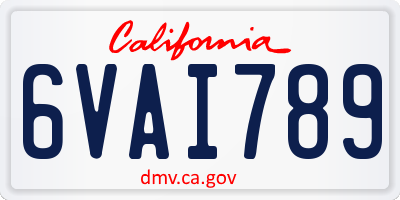 CA license plate 6VAI789