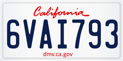 CA license plate 6VAI793