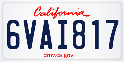 CA license plate 6VAI817