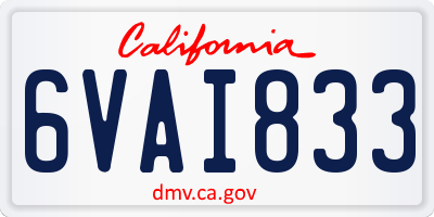 CA license plate 6VAI833