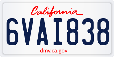 CA license plate 6VAI838