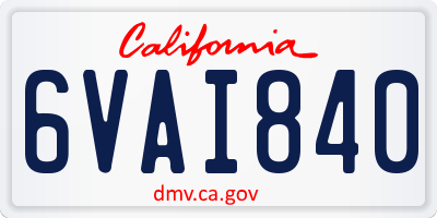 CA license plate 6VAI840