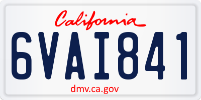 CA license plate 6VAI841
