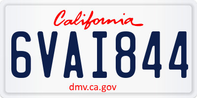 CA license plate 6VAI844