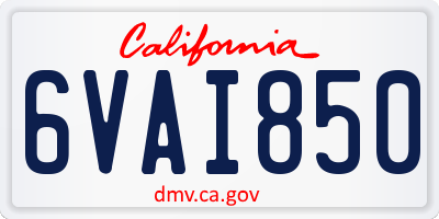 CA license plate 6VAI850