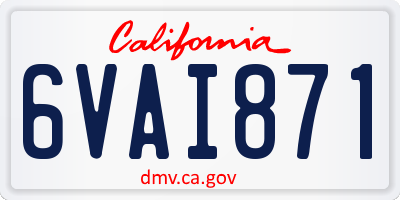 CA license plate 6VAI871