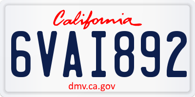CA license plate 6VAI892