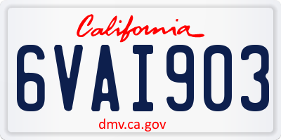 CA license plate 6VAI903