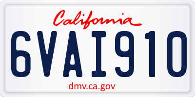 CA license plate 6VAI910