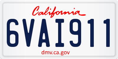 CA license plate 6VAI911