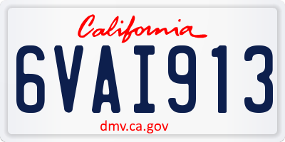 CA license plate 6VAI913