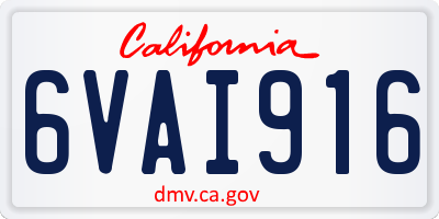 CA license plate 6VAI916