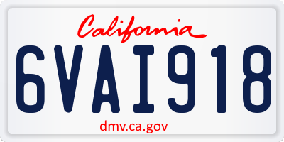 CA license plate 6VAI918