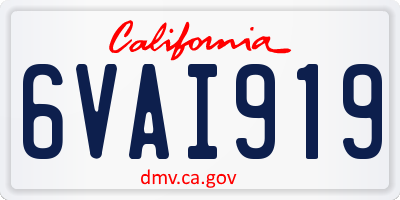 CA license plate 6VAI919