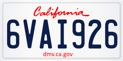 CA license plate 6VAI926