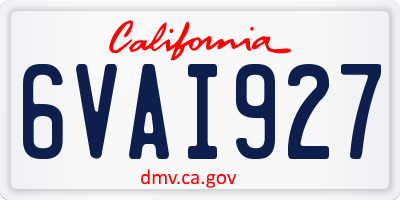 CA license plate 6VAI927