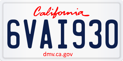 CA license plate 6VAI930